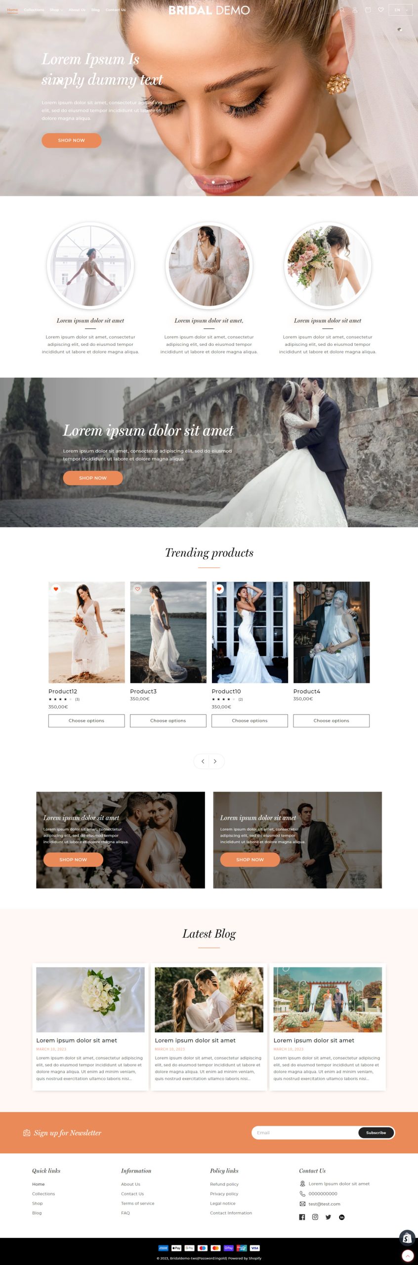 Shopify Bridal Website Design and Development